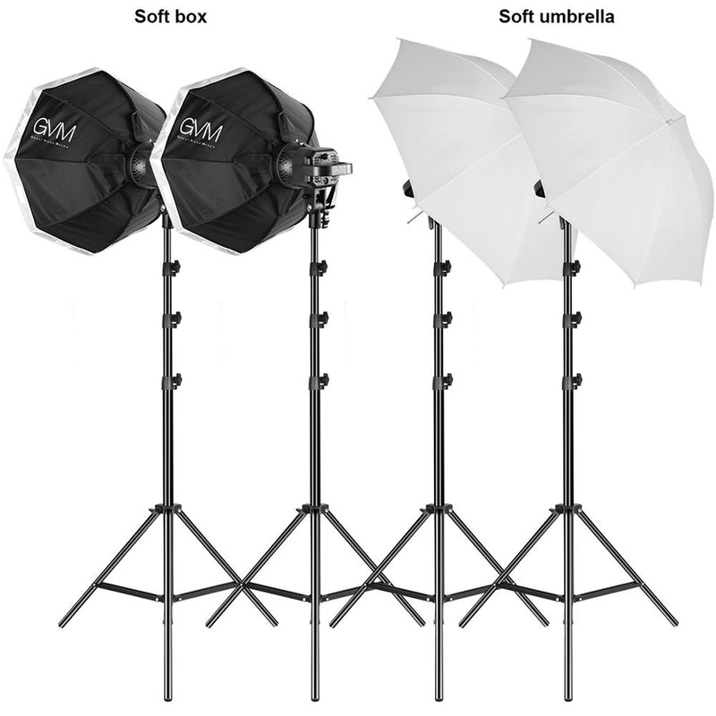 GVM P80S LED 4-Light Kit with Umbrellas, Softboxes, and Backdrops