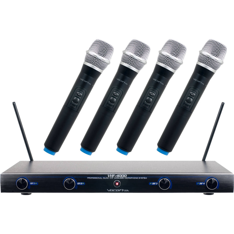 VocoPro VHF-4000-1 - Professional Quad VHF Wireless Microphones System