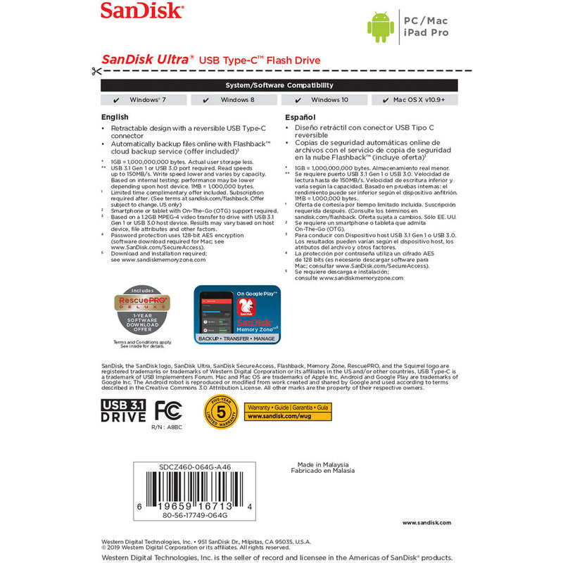 SanDisk 64GB Ultra USB Type-C Flash Drive