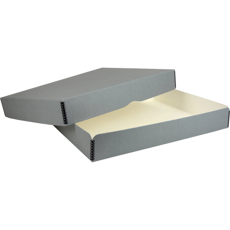 Archival Methods Deep 3" Flat Storage Box with Full Top (Gray, 13.5 x 16.5")