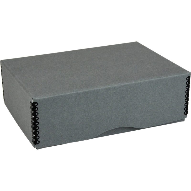 Archival Methods Deep 3" Flat Storage Box with Full Top (Gray, 13.5 x 16.5")