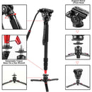 GVM Carbon Fiber 4-Section Monopod with Video Fluid Head