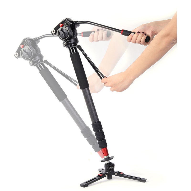 GVM Carbon Fiber 4-Section Monopod with Video Fluid Head