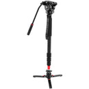 GVM Carbon Fiber 4-Section Monopod with Video Fluid Head