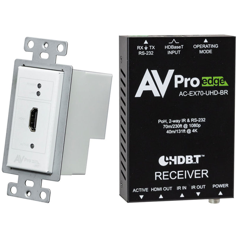 AVPro Edge HDMI over HDBaseT Wall Plate Transmitter & Receiver Basic Kit (White)