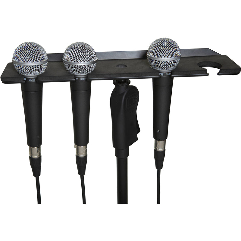 Gator Cases Frameworks Multi Mic Holder Stand-Mount Tray for up to Four Handheld Microphones