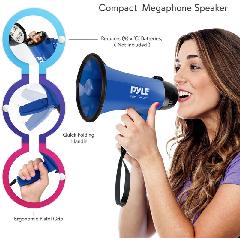 Pyle Pro PMP21BL 20W Megaphone with Siren (Blue)