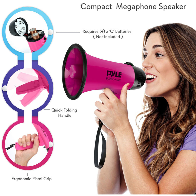 Pyle Pro PMP24PK 20W Megaphone with Siren (Pink)