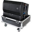 ProX Universal Line Array Speaker Flight Case with Wheels for Two Speakers (Silver on Black)