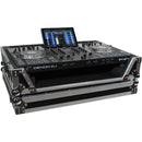 ProX XS-PRIME4 W Flight Case with 1 RU Rackspace and Wheels for Denon DJ Prime 4 (Silver on Black)