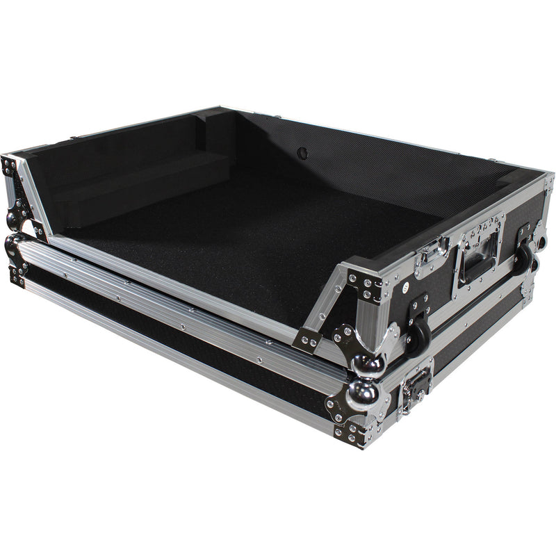 ProX XS-PRIME4 W Flight Case with 1 RU Rackspace and Wheels for Denon DJ Prime 4 (Silver on Black)