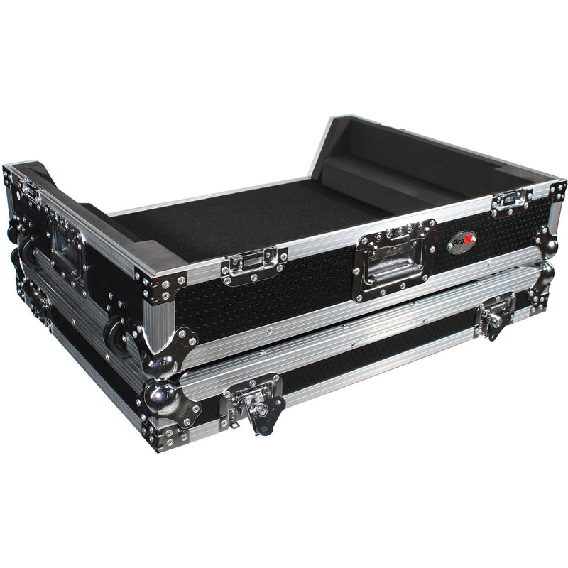 ProX XS-PRIME4 W Flight Case with 1 RU Rackspace and Wheels for Denon DJ Prime 4 (Silver on Black)