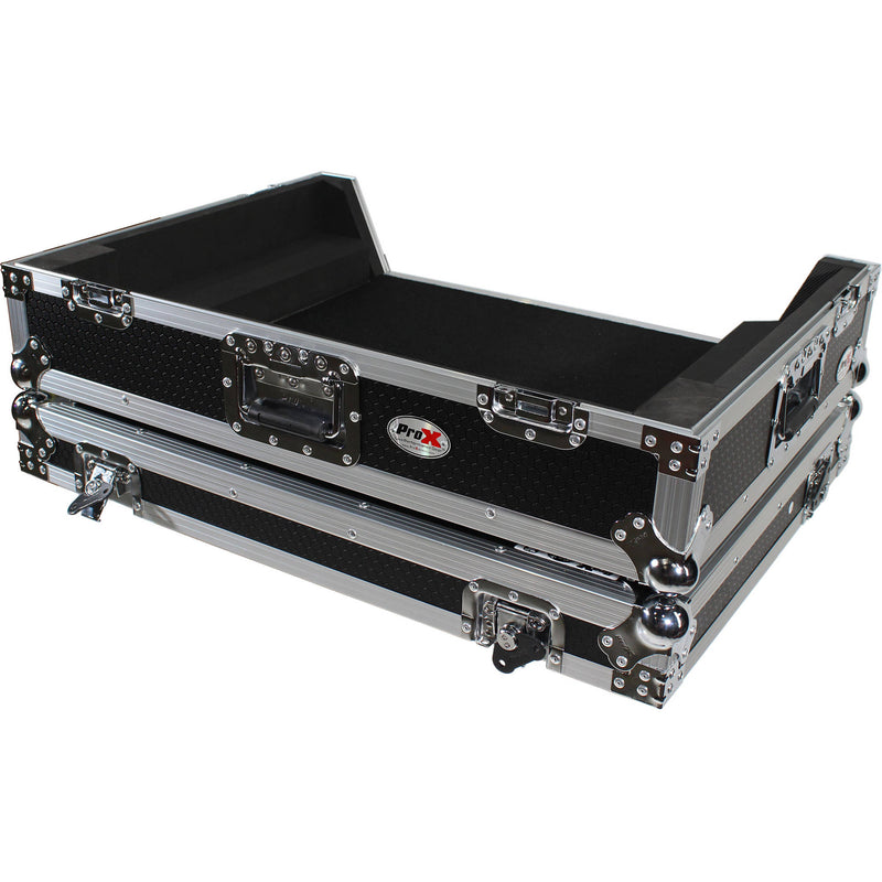 ProX XS-PRIME4 W Flight Case with 1 RU Rackspace and Wheels for Denon DJ Prime 4 (Silver on Black)