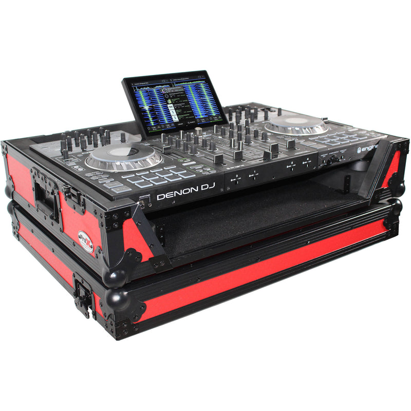 ProX XS-PRIME4 W Flight Case with 1 RU Rackspace and Wheels for Denon DJ Prime 4 (Silver on Black)