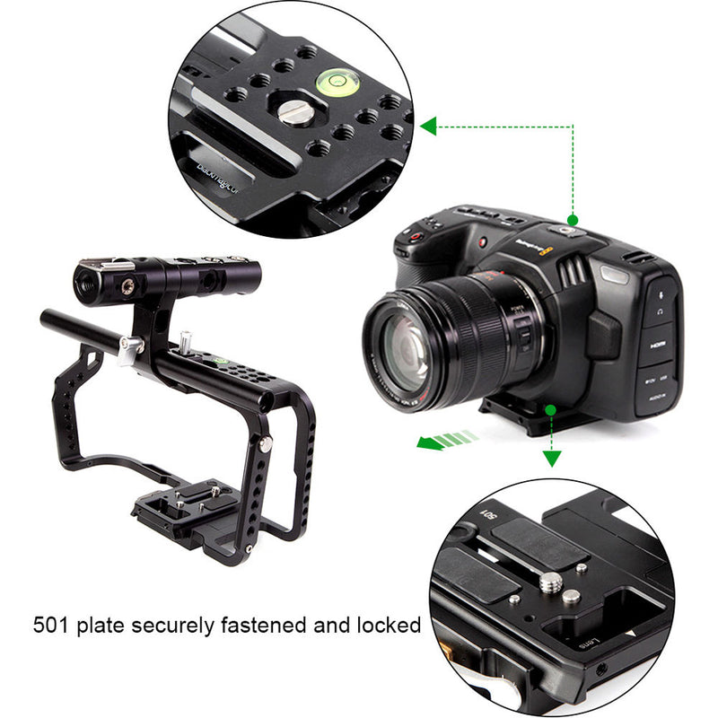 LanParte Blackmagic Design 6K Full Camera Cage With 501 Quick Release Plate