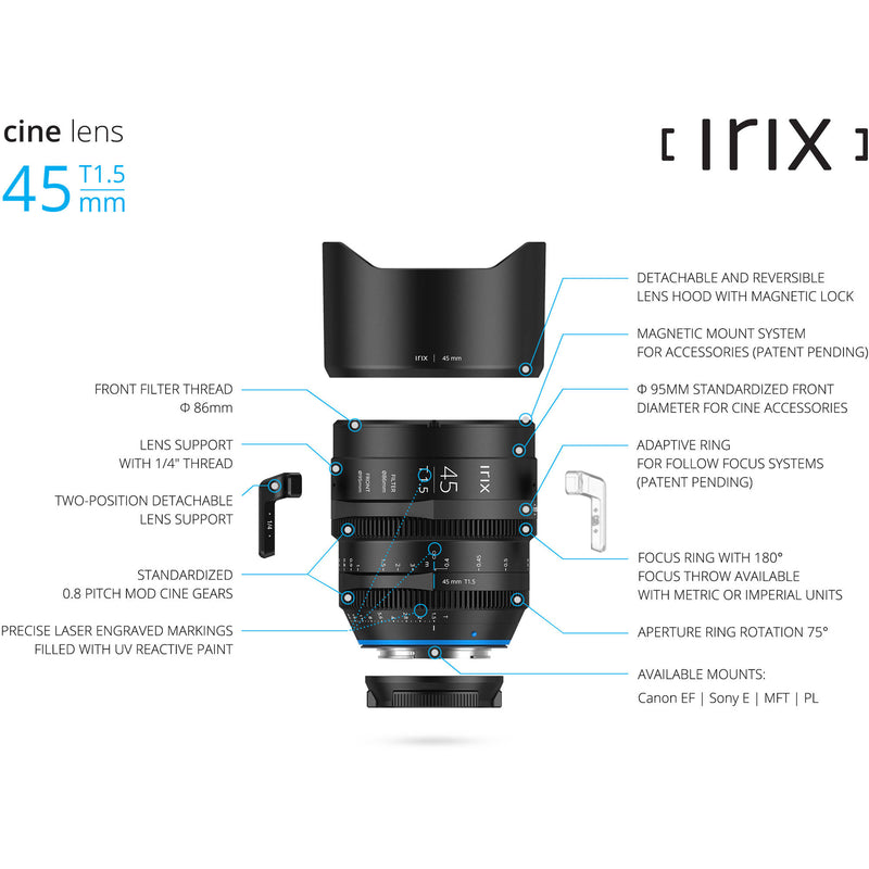 IRIX 45mm T1.5 Cine Lens (Canon EF, Feet)