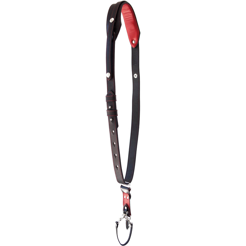 RL Handcrafts Andino Pro-DLX Leather Camera Sling (Medium, Black/Red)