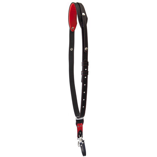 RL Handcrafts Andino Pro-DLX Leather Camera Sling (Medium, Black/Red)