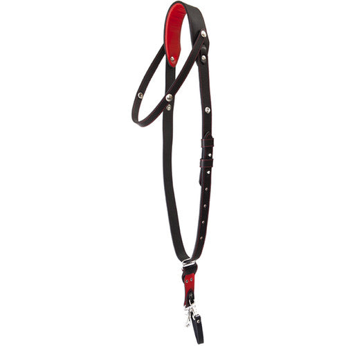 RL Handcrafts Andino Pro-DLX Leather Camera Sling (Medium, Black/Red)