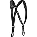 RL Handcrafts Clydesdale Pro-DLX Dual Leather Camera Harness (Large, Jet Black/Black)