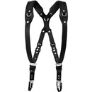 RL Handcrafts Clydesdale Pro-DLX Dual Leather Camera Harness (Small, Jet Black/Black)