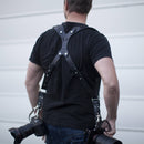 RL Handcrafts Clydesdale Pro-DLX Dual Leather Camera Harness (Medium, Jet Black/Black)