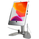 CTA Digital Kiosk Stand with Locking Case & Cable for iPad 10.2" (7th Gen, Silver)