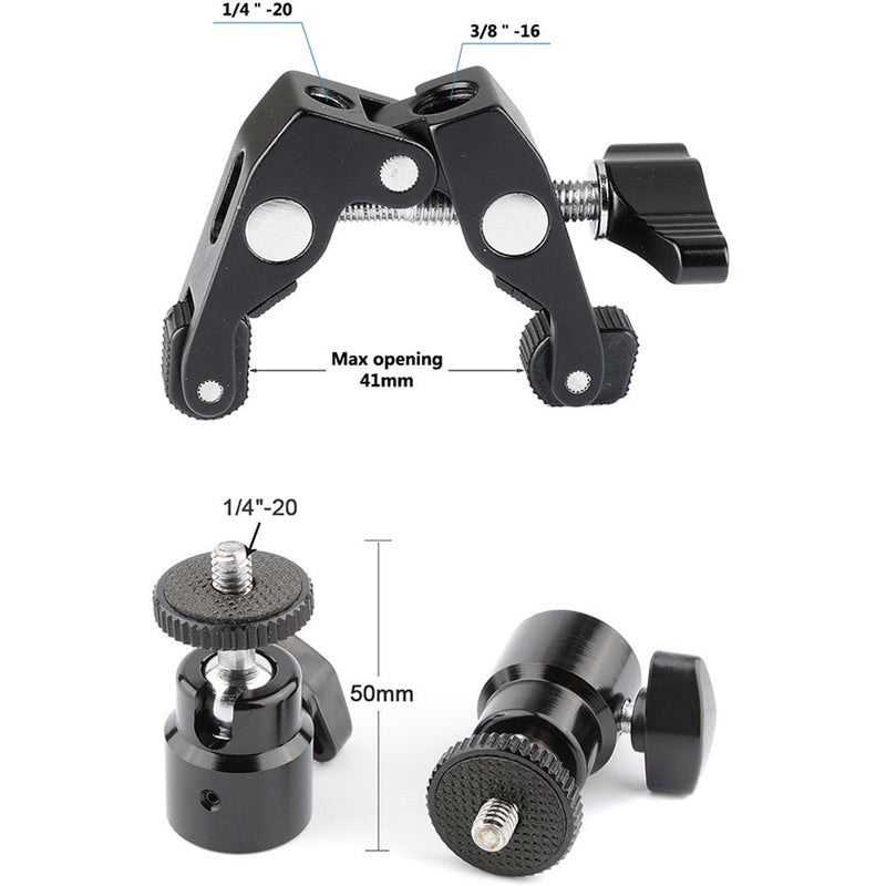 CAMVATE Super Clamp and Ball Head with 1/4"-20