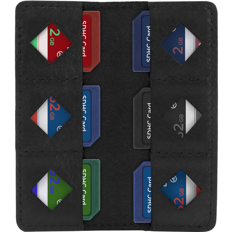 MegaGear Leather SD Card Holder with 12 Card Slots (Black)