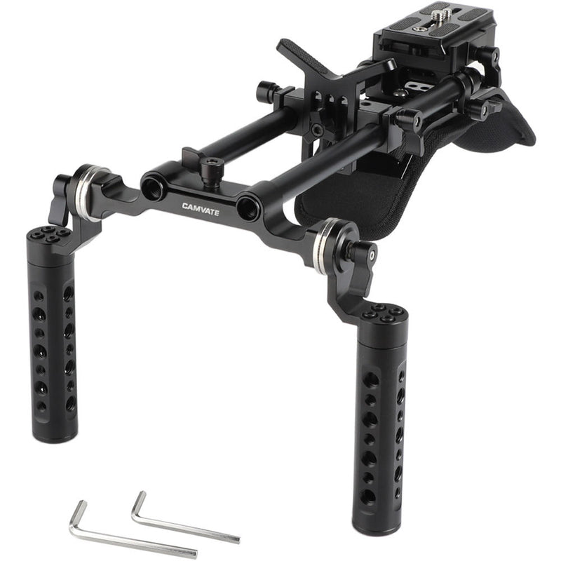 CAMVATE Shoulder Mount 15mm Railblock Rig with Manfrotto QR Plate