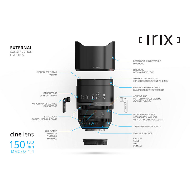 IRIX Cine Lens 150mm With Sony Mount And Imperial Focusing Scale (Feet)