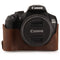 MegaGear Ever Ready PU Leather Case with Strap for Canon EOS Rebel T7, 2000D with 18-55mm (Dark Brown)