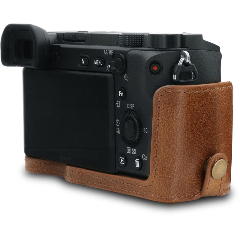 MegaGear Ever Ready Genuine Leather Camera Half Case for Sony Alpha a6400/a6100 (Brown)