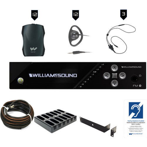 Williams Sound FM Plus Large-Area Dual FM/Wi-Fi Assist Listen Syst:12 FM R37 R:Coaxial Cable,Rack Panel Kit