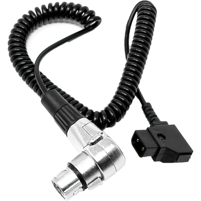 Kondor Blue Coiled D-Tap Male to 4-Pin XLR Female Right-Angle Power Cable (20 to 50")