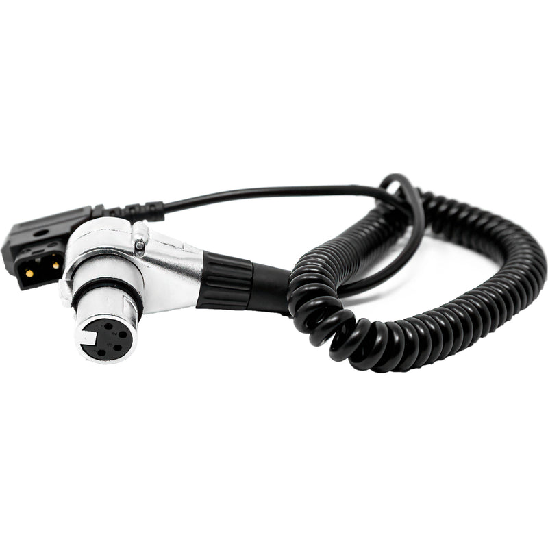 Kondor Blue Coiled D-Tap Male to 4-Pin XLR Female Right-Angle Power Cable (20 to 50")