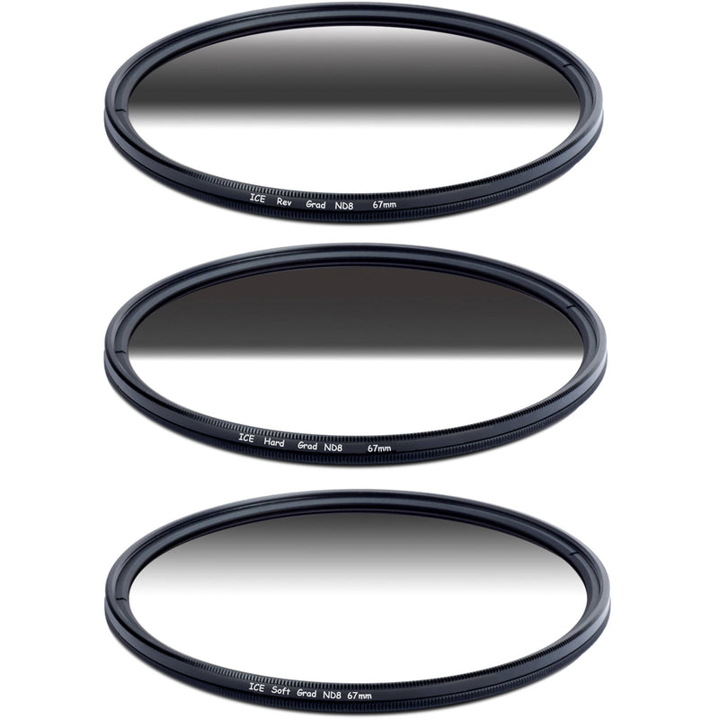 Ice 82mm Soft-Edge Graduated, Hard-Edge Graduated, and Reverse-Graduated Neutral Density Filter Kits (3-Stop)