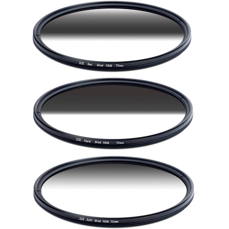 Ice 82mm Soft-Edge Graduated, Hard-Edge Graduated, and Reverse-Graduated Neutral Density Filter Kits (3-Stop)