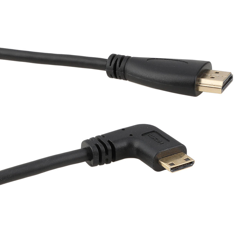 CAMVATE Coiled Right-Angle Mini-HDMI to HDMI Cable (12 to 79")