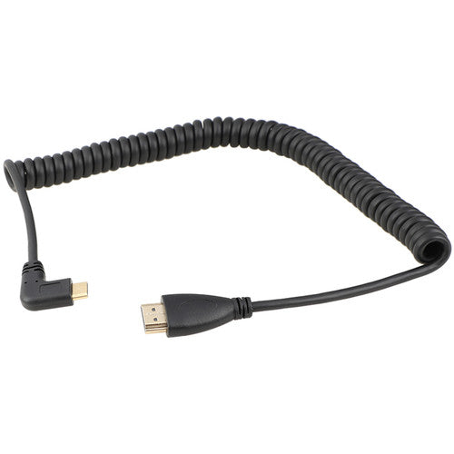 CAMVATE Coiled Right-Angle Mini-HDMI to HDMI Cable (12 to 79")