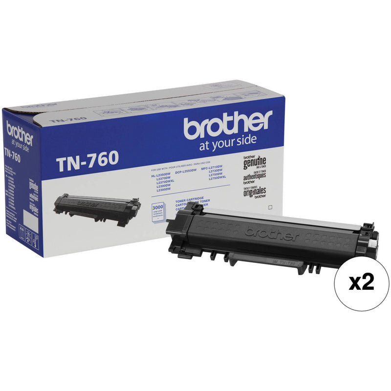 Brother TN760 High Yield Black Toner Cartridge Kit (2-Pack)