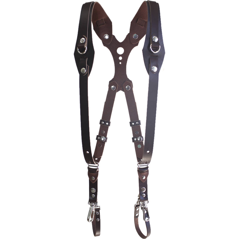 RL Handcrafts Clydesdale Lite Dual Leather Camera Harness (Large, Coffee)