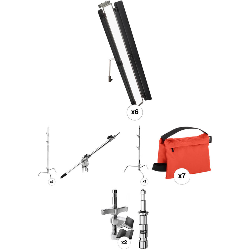 Genaray Hex Lighting 36" Soft Strip 6-Light Pro Kit with Aluminum Stands