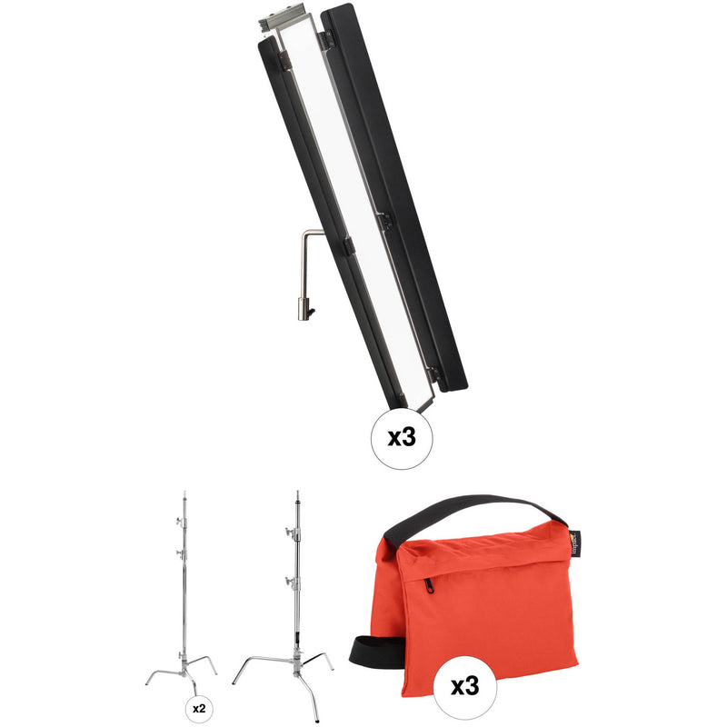 Genaray Key and Fill Lighting 36" Soft Strip 2-Light Standard Kit with Light Stands