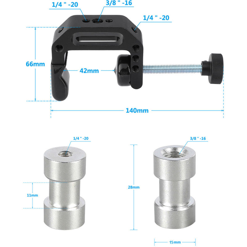 CAMVATE C Clamp With 1/4"-20 And 3/8"-16 Thread