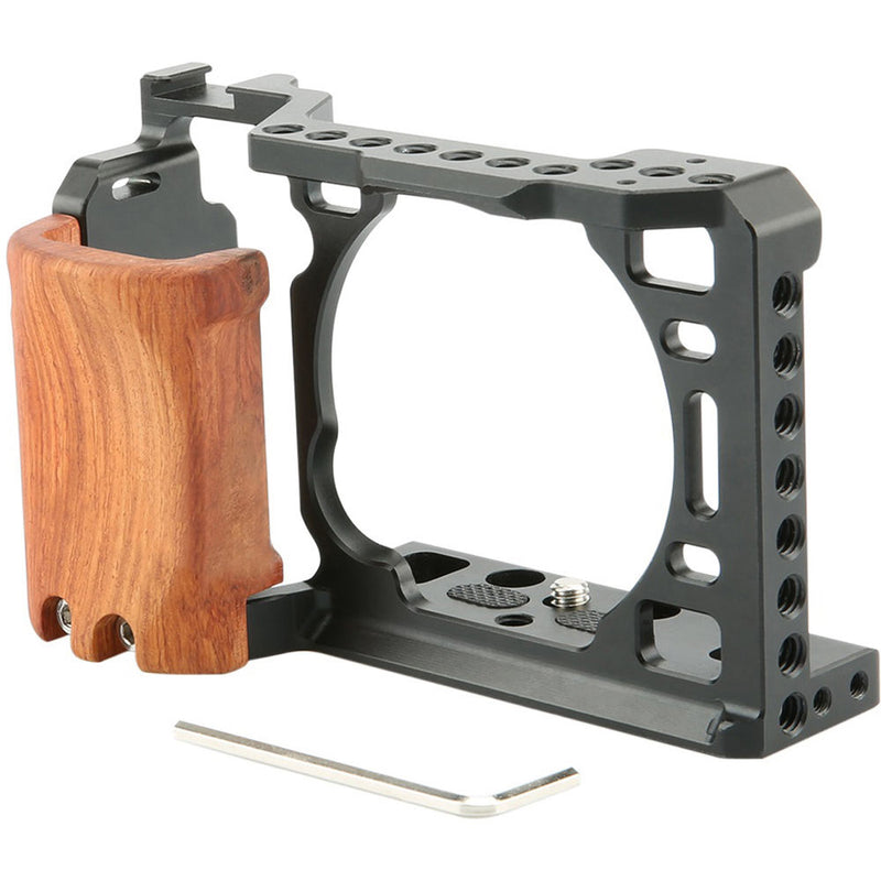 Niceyrig Cage with Wooden Handgrip for Sony Alpha a6400/a6500