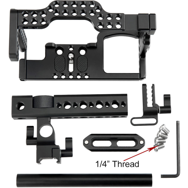 Niceyrig Camera Cage Kit with NATO Handle, HDMI Cable Lock NATO Rail, ARRI Rosette, and 15mm rod