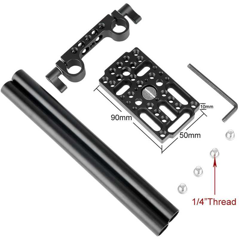 Niceyrig Easy Cheese Plate with 15mm Rod Clamp and 8" Rods