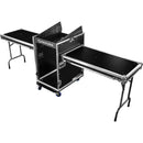 Odyssey Innovative Designs Deluxe Pro Combo Rack with Two Side Tables and Casters (14 RU over 16 RU)