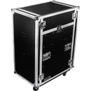 Odyssey Innovative Designs Deluxe Pro Combo Rack with Two Side Tables and Casters (14 RU over 16 RU)